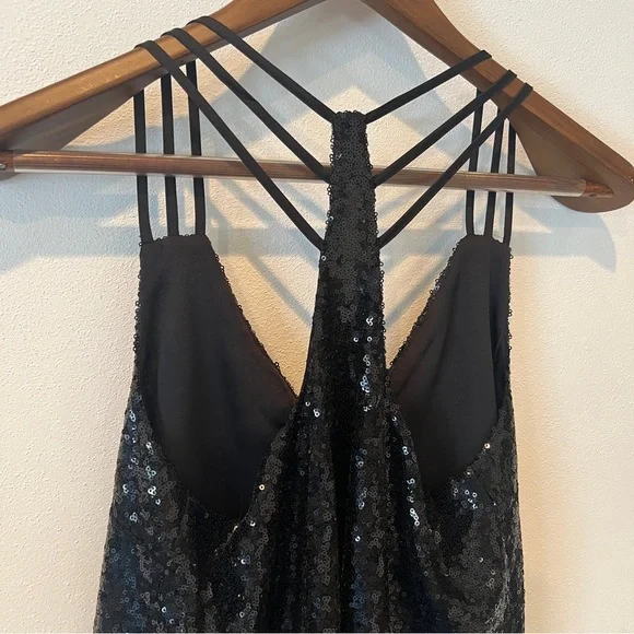Gianni Bini Black Sequin Lined Three Strap Tank - Picture 7 of 8